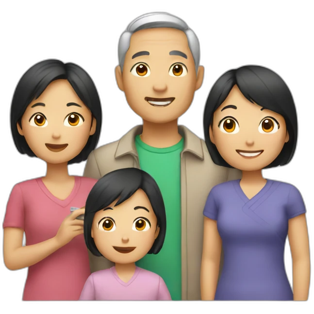 asian family taking picture emoji