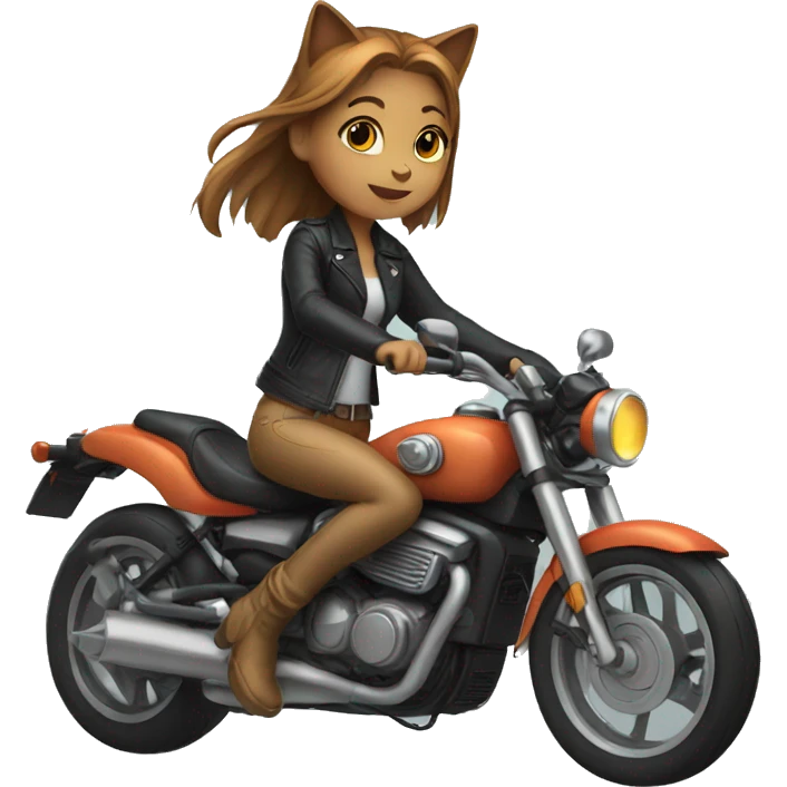 Girl Cat riding a motorcycle  emoji