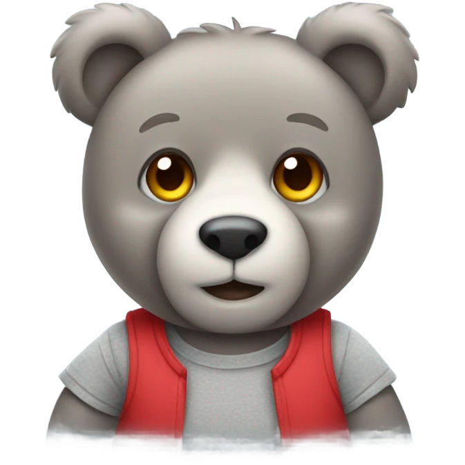 cute grey teddy bear wearing red t-sh emoji