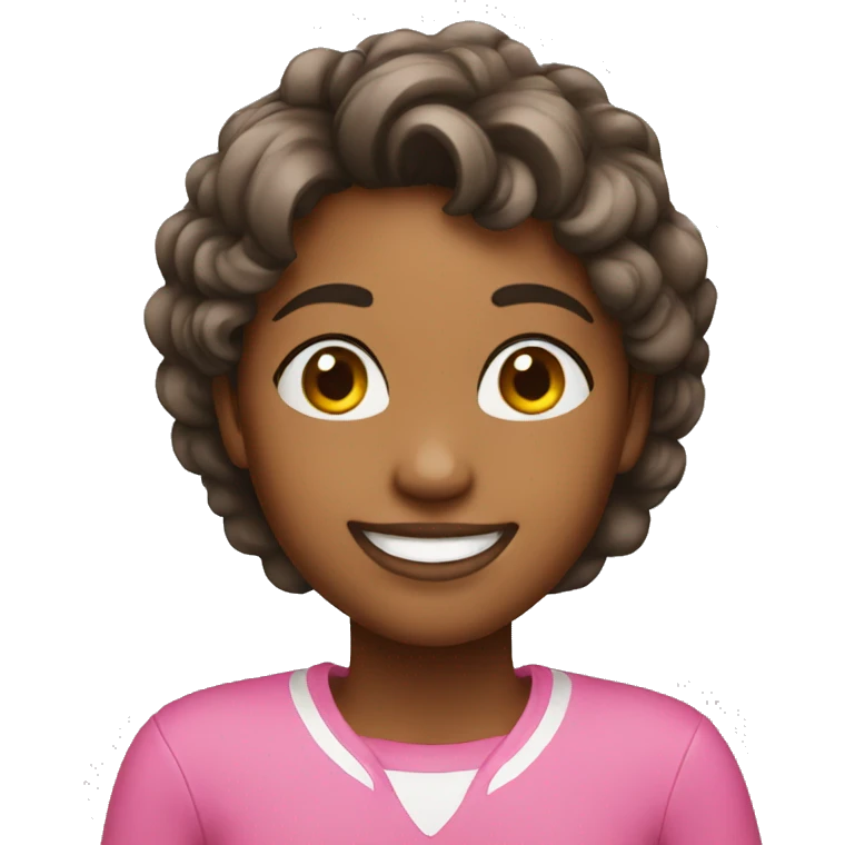 A girl wearing pink very happy  emoji