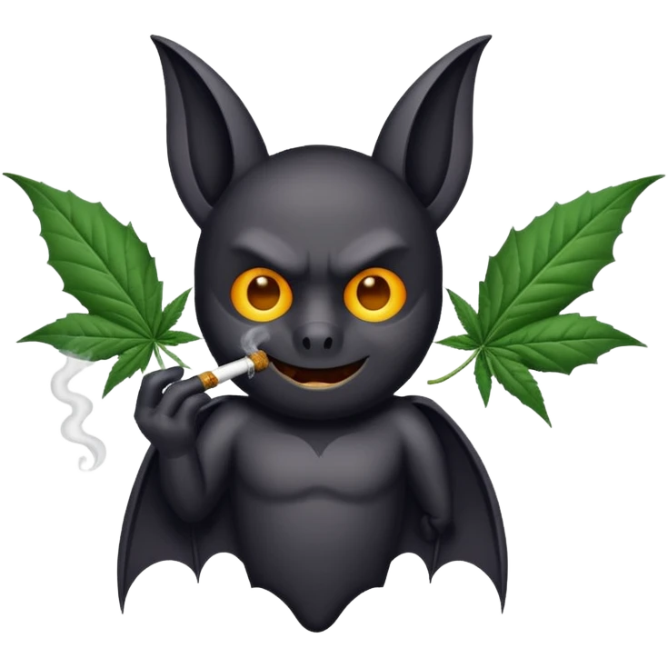 Bat smoking a marijuana joint emoji
