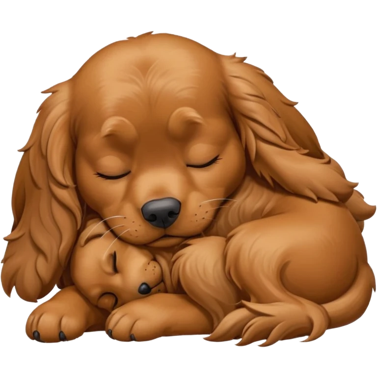 Cachorro Cocker spaniel marrom dormindo olhos fechados, tamanho 128x128pixels emoji
