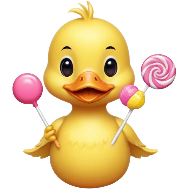 Baby duck with a lollipop emoji