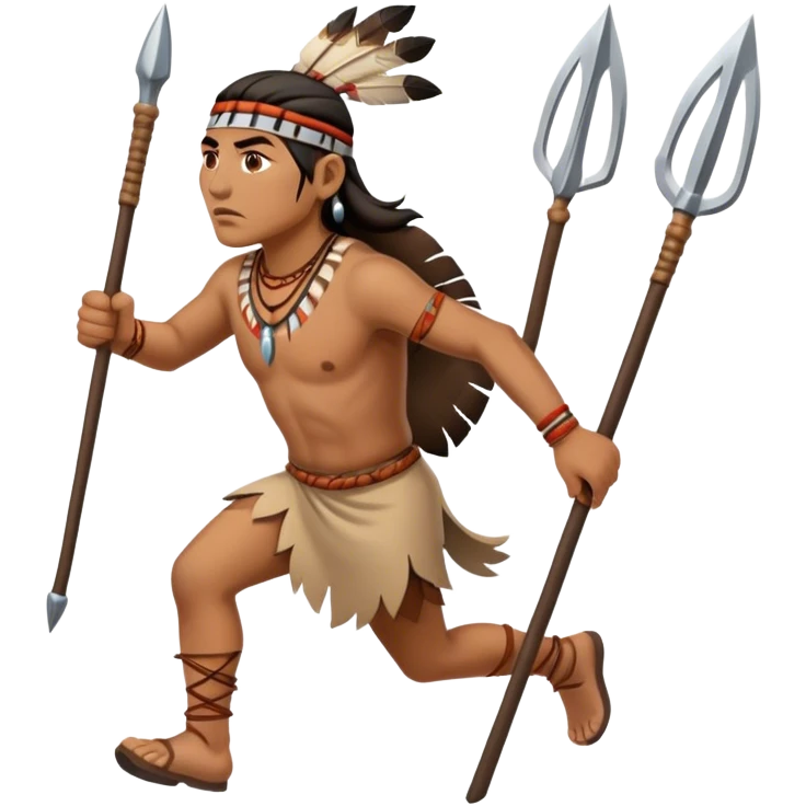 american Indian running with hunting spear in one hand emoji