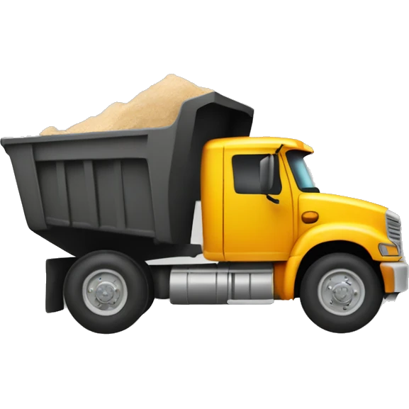 Dump truck that is hauling cargo that is blurred out emoji