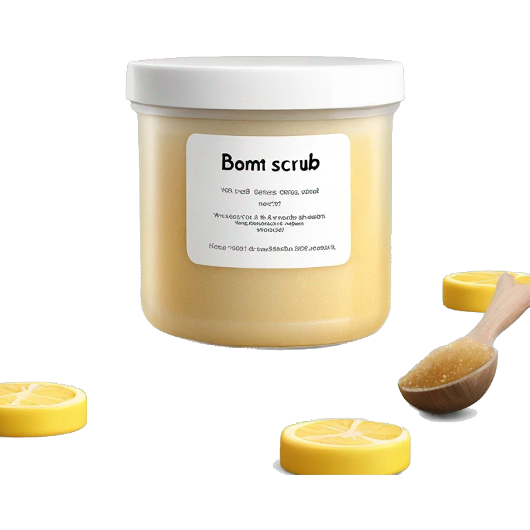 body scrub pot with label emoji