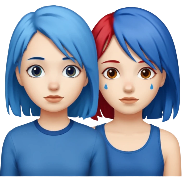 👭one having blue hair and one having red hair emoji