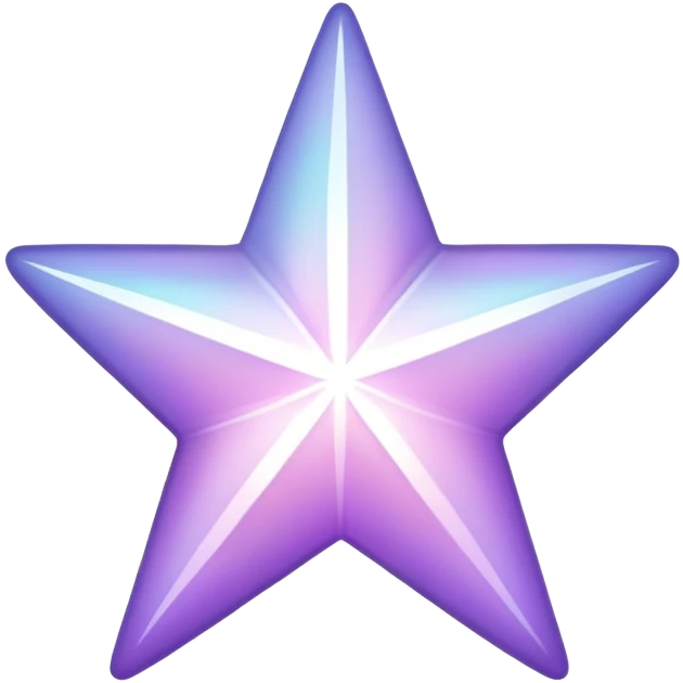Shiny Iridescent White and pastel purple star emoji