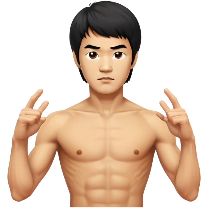 Bruce Lee martial arts legend with serious expression, chest up portrait emoji