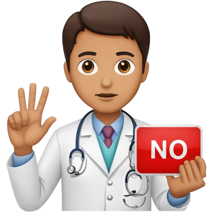 the doctor holding up sign saying no way emoji