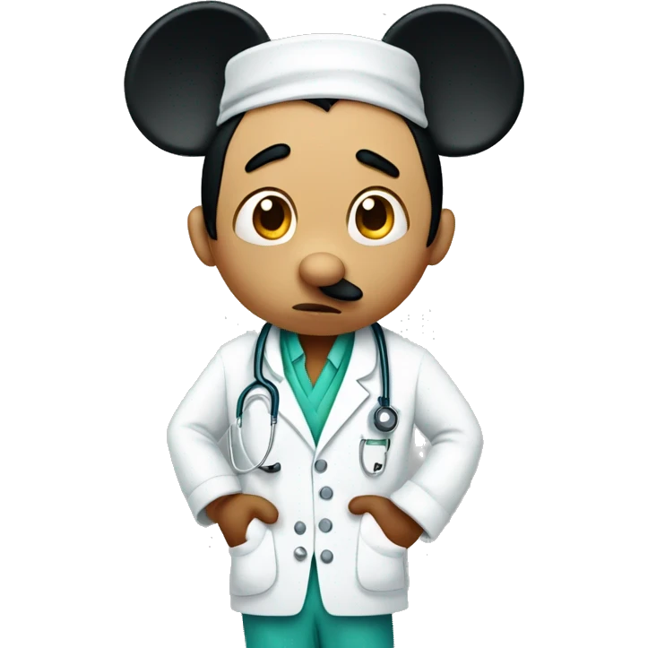 Mickey Mouse dressed as a Bengali doctor looking Sad  emoji
