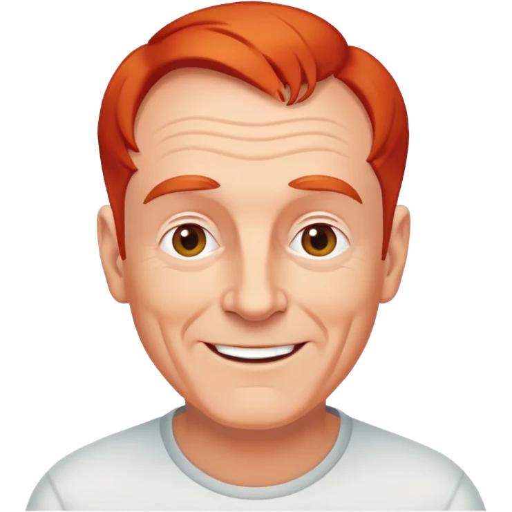 senior athletic white man, receding red hair, cheerful and friendly face emoji