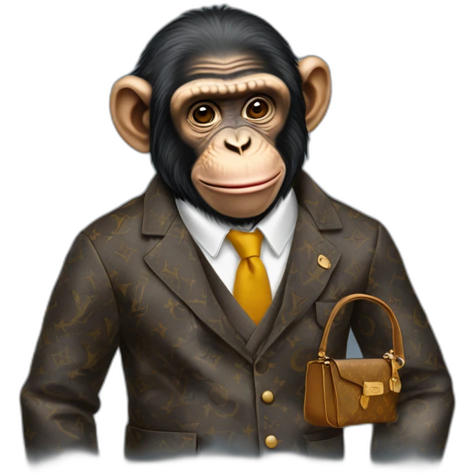 chimp professor with louis vuitton clothing  emoji