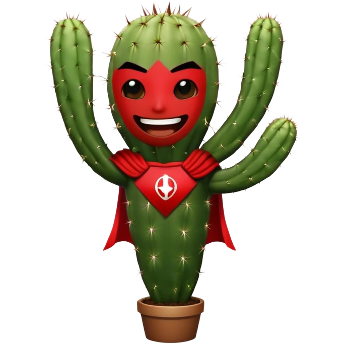 super hero cactus laughs in black and red outfit emoji