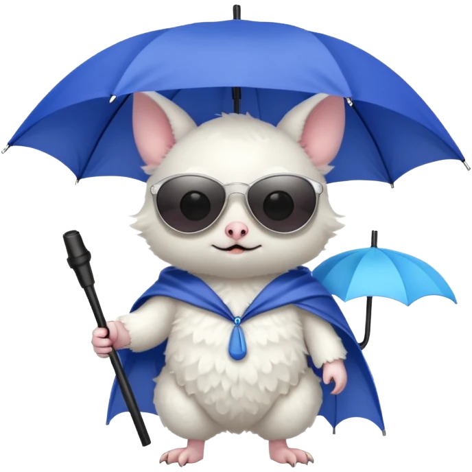 cute white bat with sunglasses, full body emoji