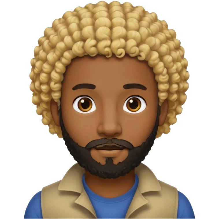 Black man with curly blonde hair and a black beard emoji