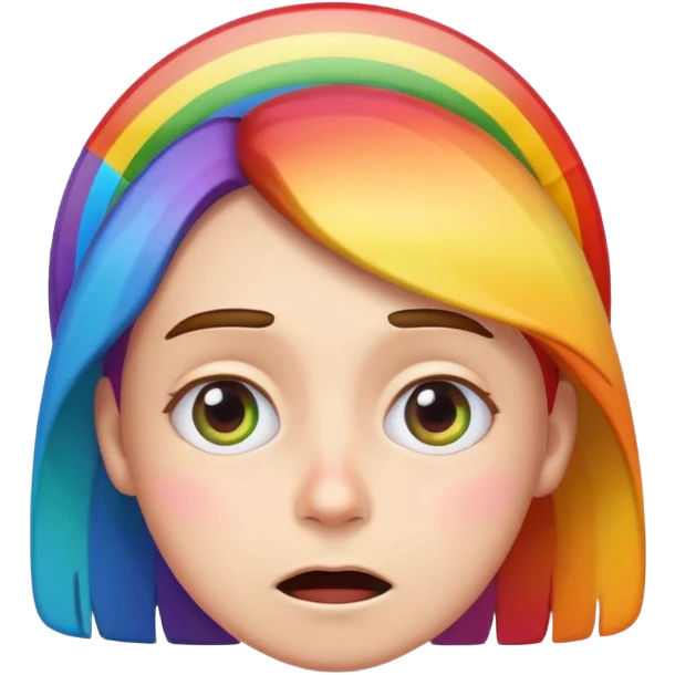 funny anxious face with rainbow elements, emoji style emoji