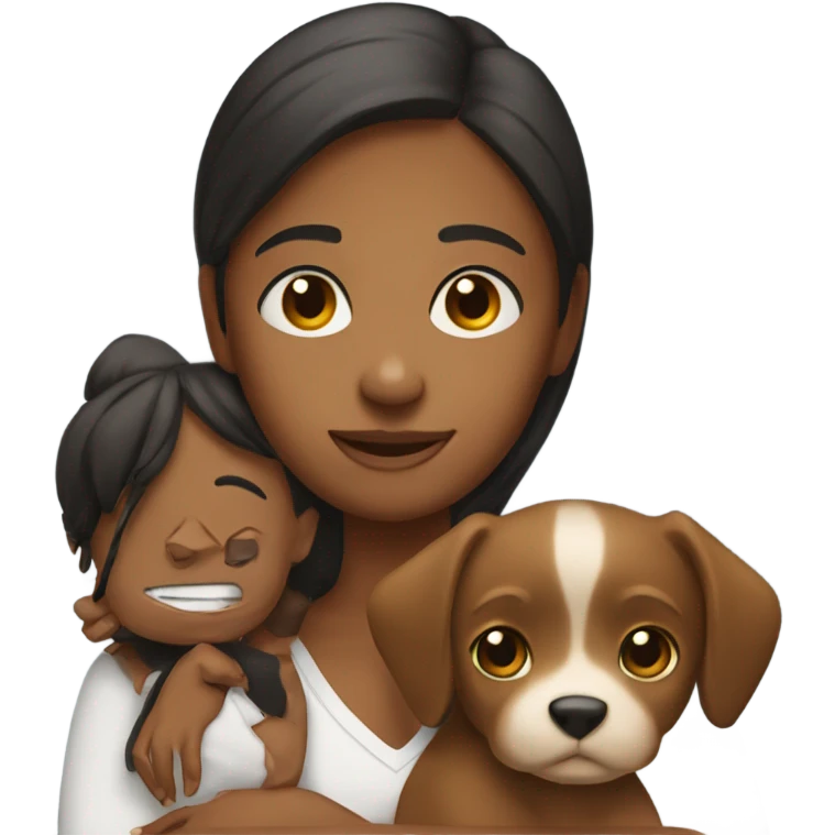 Brown girl holding jack rusell  emoji