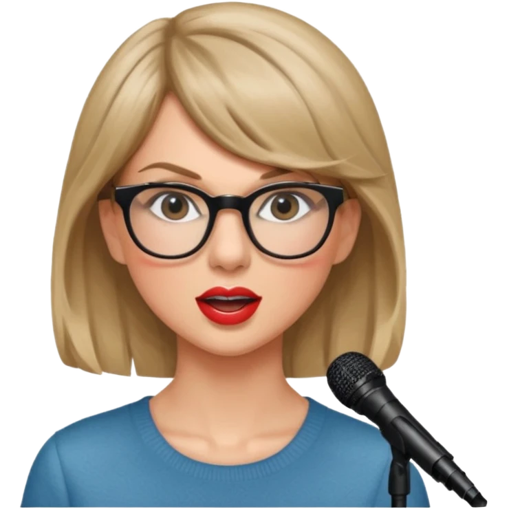 taylor swift with glasses singing emoji