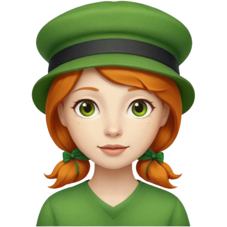 adorable ginger woman with a green artist hat emoji