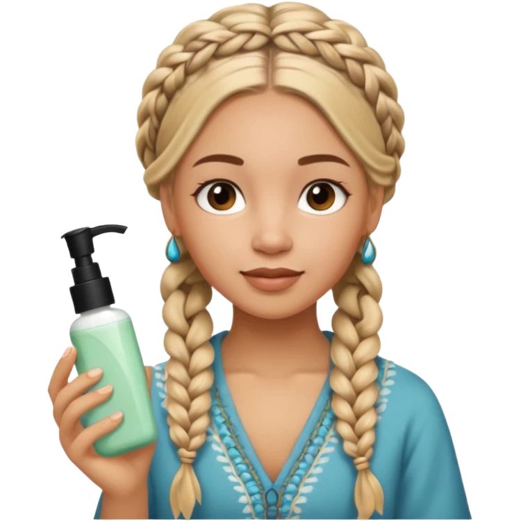 Carmel girl with boho braids  doing skincare emoji