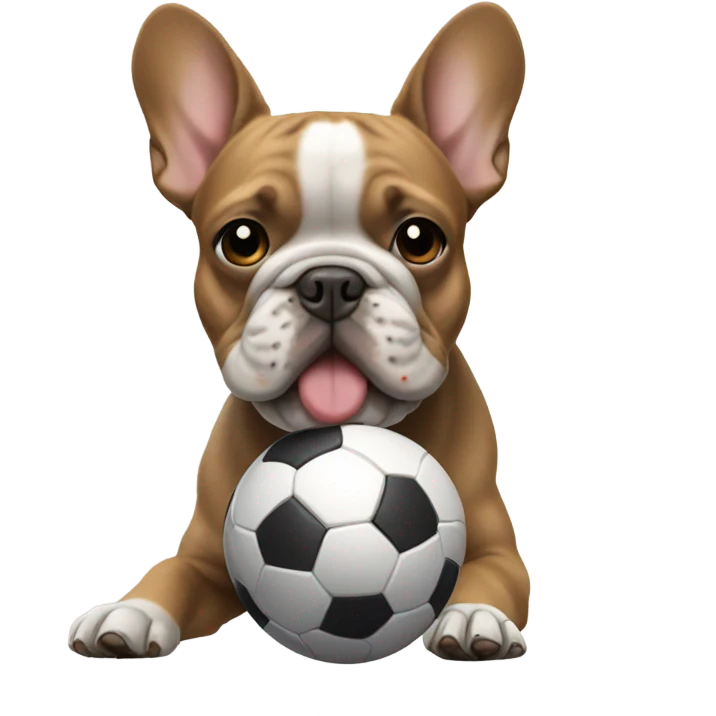 Frenchie playing soccer emoji
