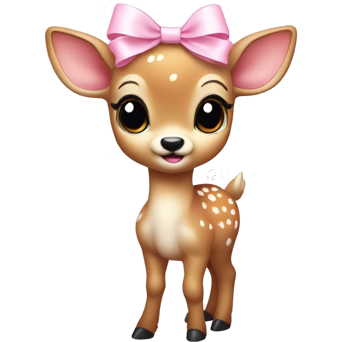 Baby deer with light pink bow on ear standing emoji