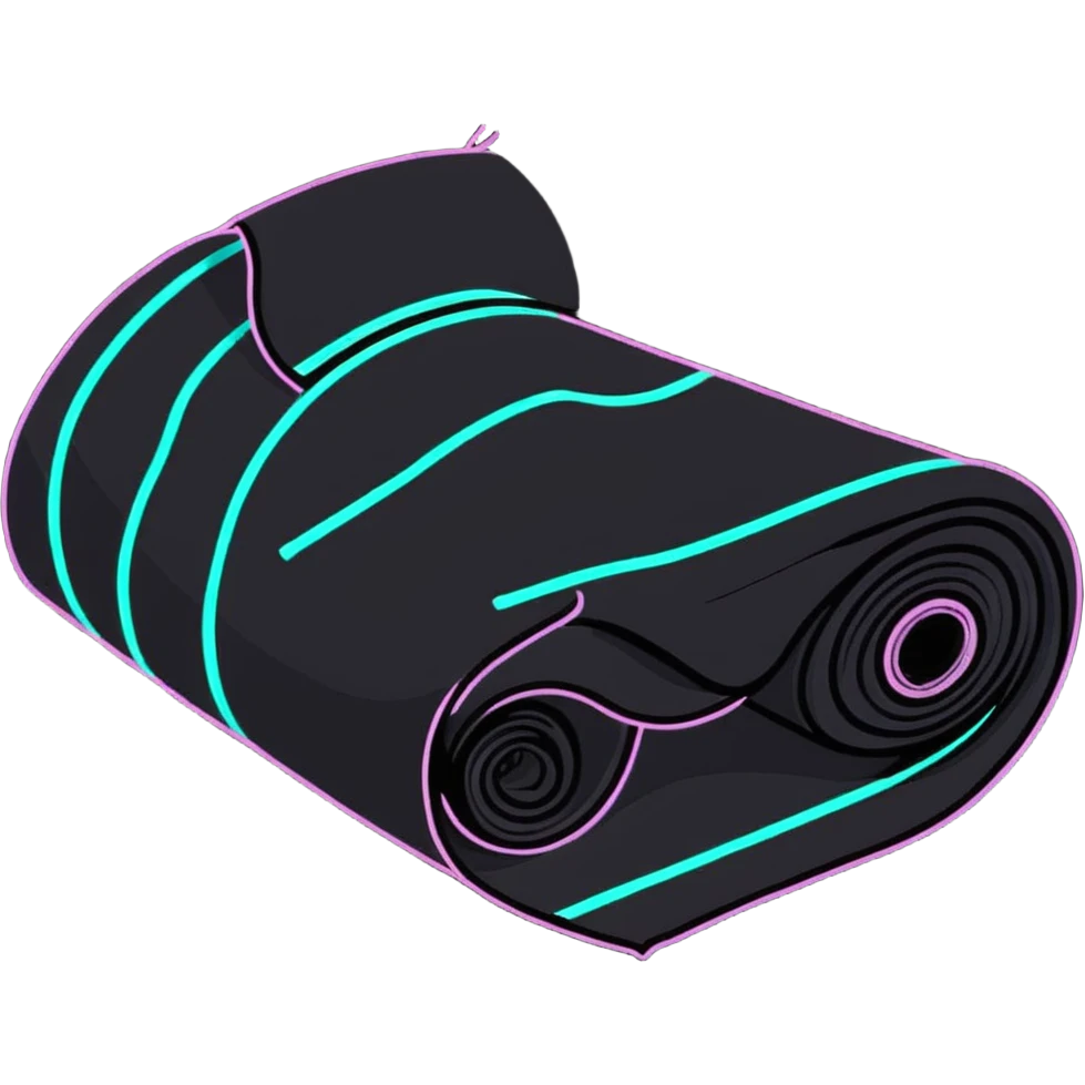 roll of smart fabric with glowing sparkles and electronic pattern, high-tech textile emoji