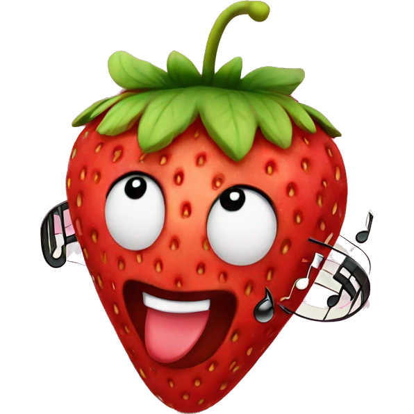 strawberry wih music  emoji