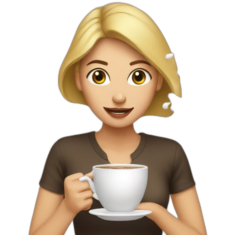 Woman spilling coffee on herself emoji