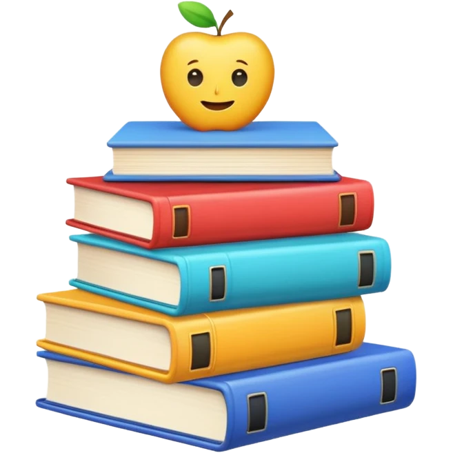 digital educational project, computer and books emoji