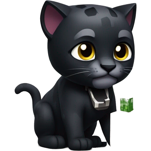 Black panther cat eating Minecraft block emoji