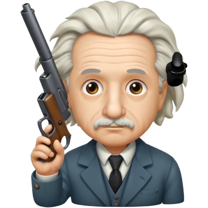 Albert instine shooting a gun emoji