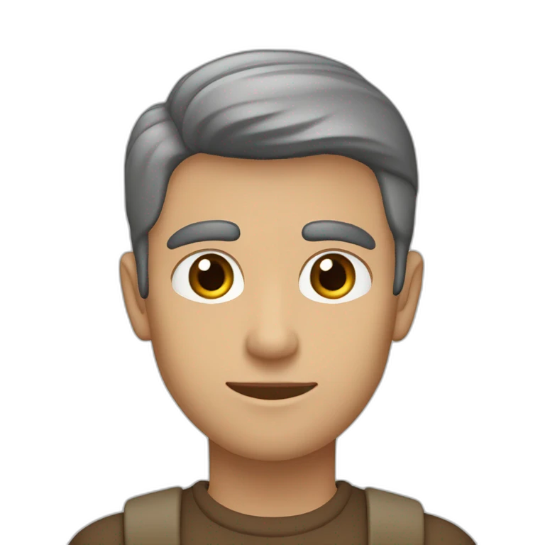 hombre joven de piel blanca, ojos marrones y tupé castaño emoji