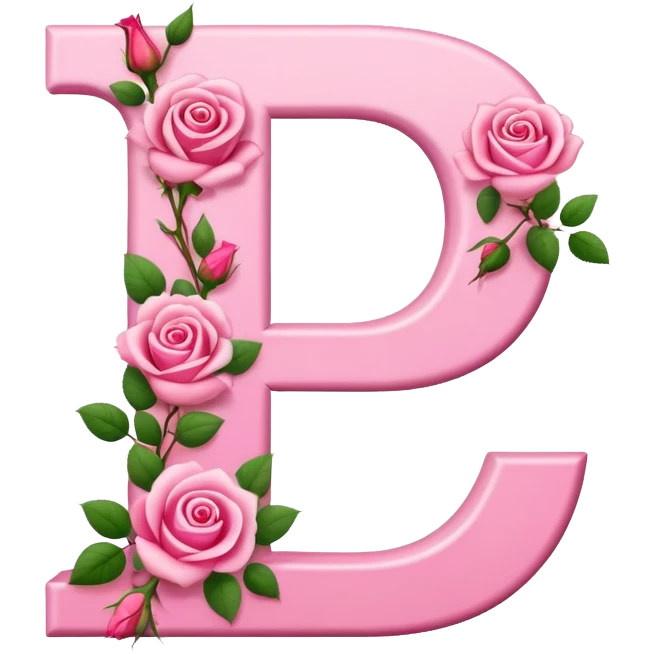 Pink, romantic, flowery, the letter “E” emoji