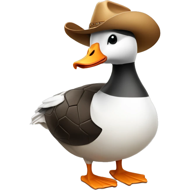 Goose with cowboy hat and soccer ball emoji