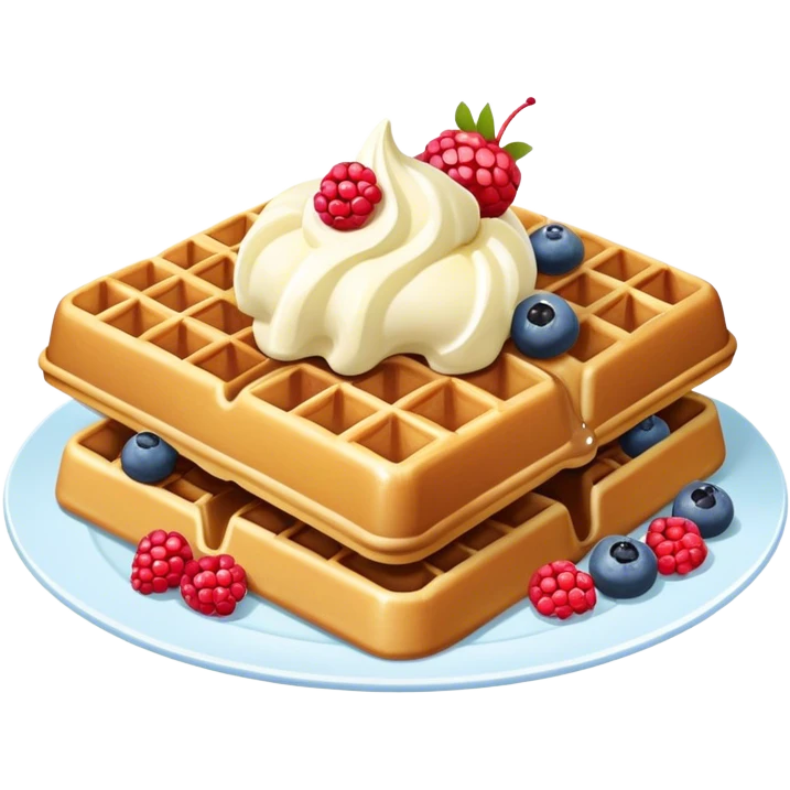 одна бельгийская вафля с мороженым и ягодами  emoji