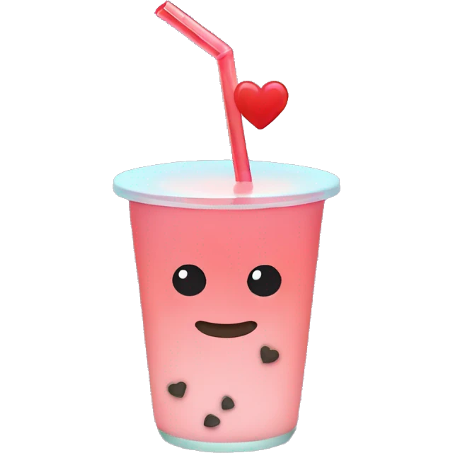Boba drink with heart straw emoji