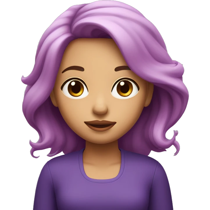 Fille avec des cheveux violet et des mèche rose emoji