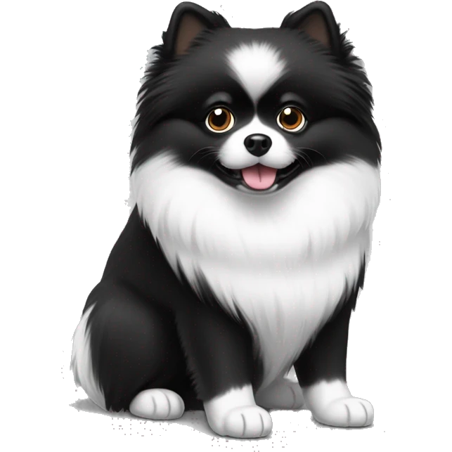 Image of black and white Pomeranian with white paws emoji