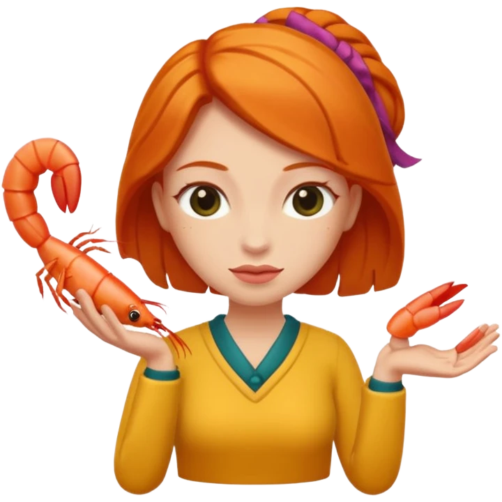 ginger woman with shrimp posture emoji