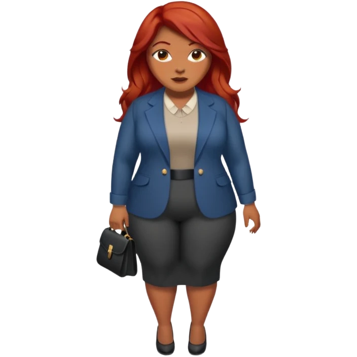 Plus size red hair brown face small eyes long hair emoji