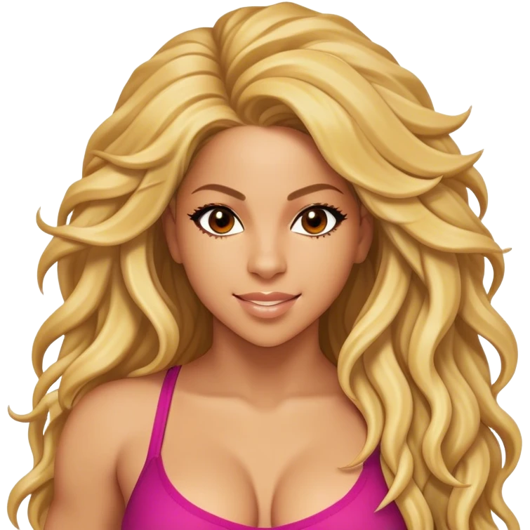 Cinematic Realistic Shakira Pop Culture Emoji, depicted with an energetic, dynamic portrayal of the global pop star rendered with lifelike textures and vibrant, charismatic lighting. emoji