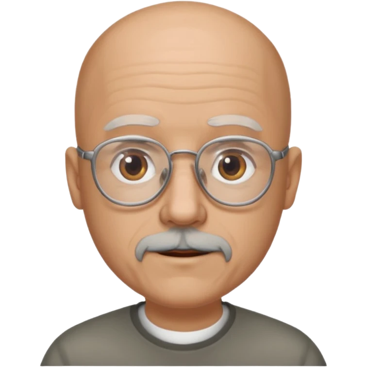 Bald gray gotea with glasses emoji