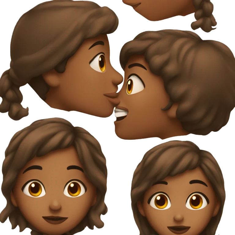 Brown girl kissing brown guy  emoji