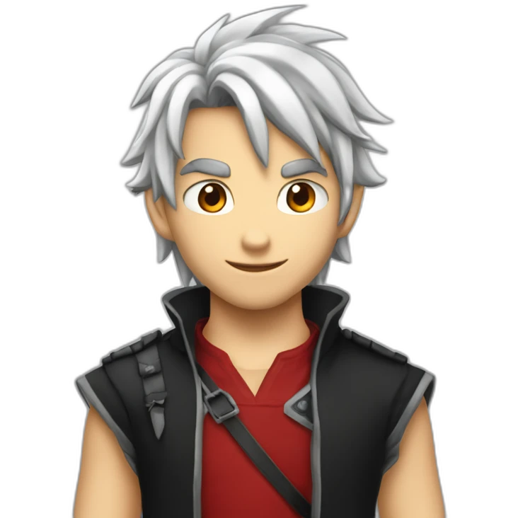 Nastu Dragnell from fairy tails whith short red air and black shirt emoji