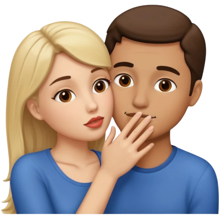 Couple kissing, hand on face emoji
