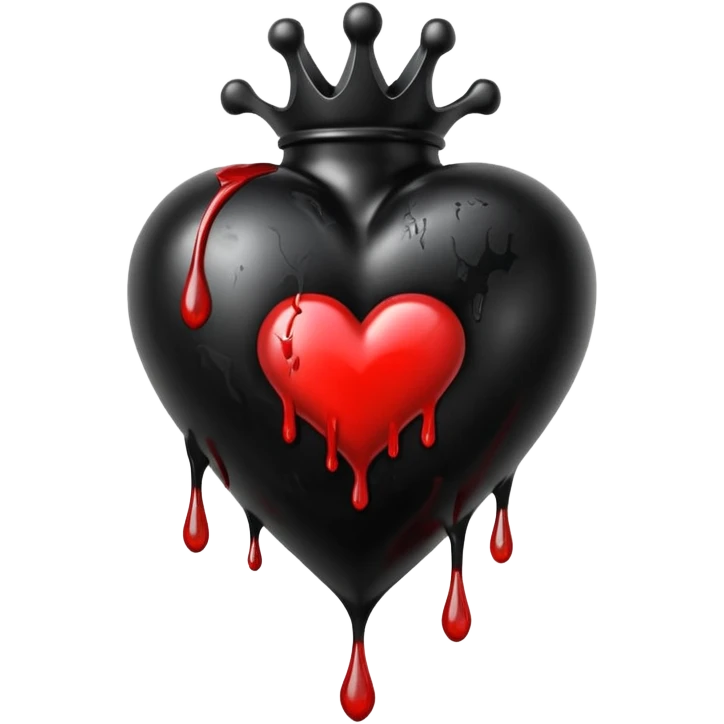 realistic gothic heart with dripping black paint emoji