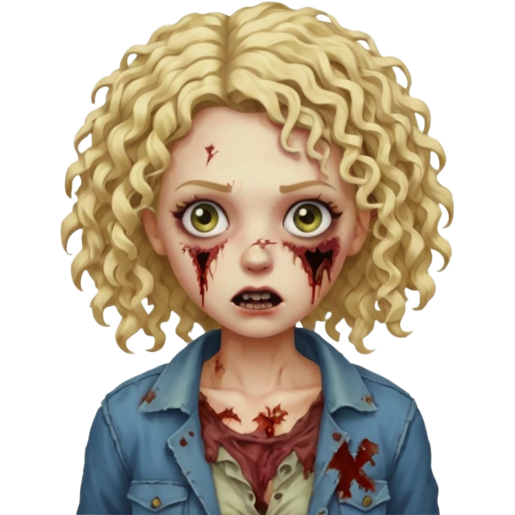 Um zumbi feminino com cabelo cacheado loiros emoji