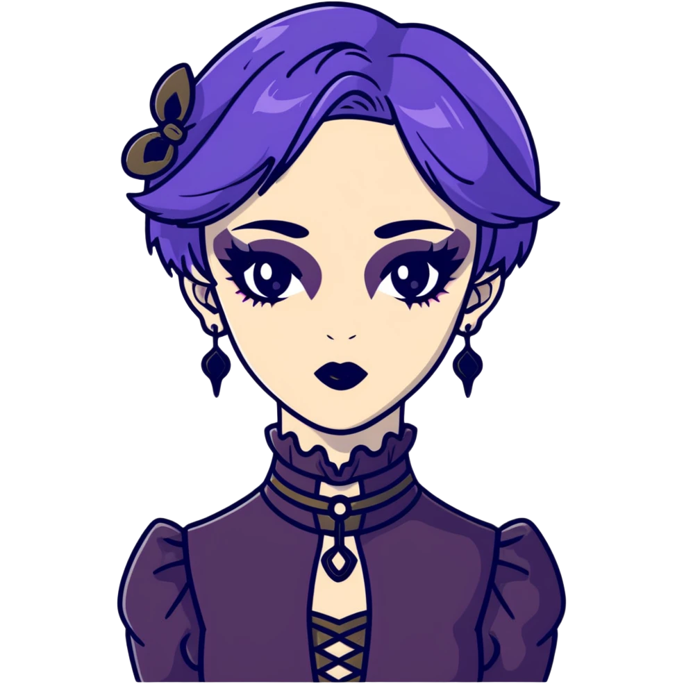 gothic femboy with makeup, choker, and dark victorian clothes emoji